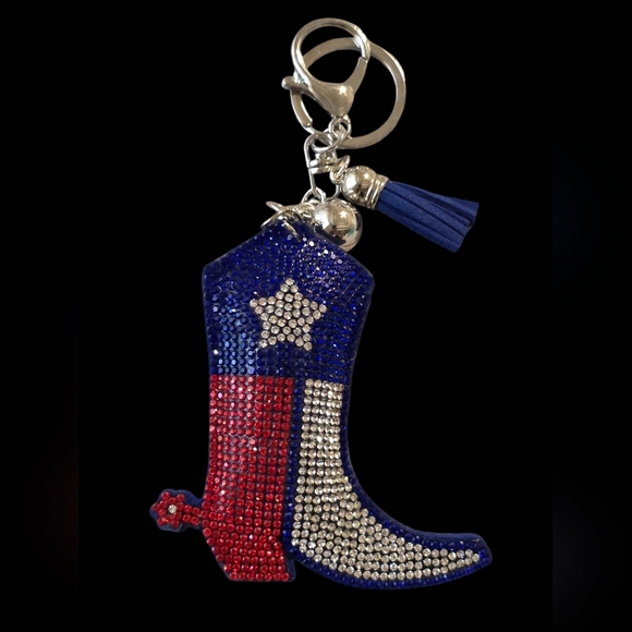 Accessories - Texas Rhinestone Cowboy Boot Bag Charm / Keychain